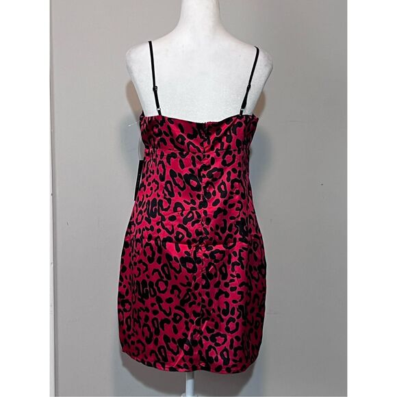 NWT Lulus Women's Animal Print Mini Dress Red Black Size Medium - Picture 2 of 5